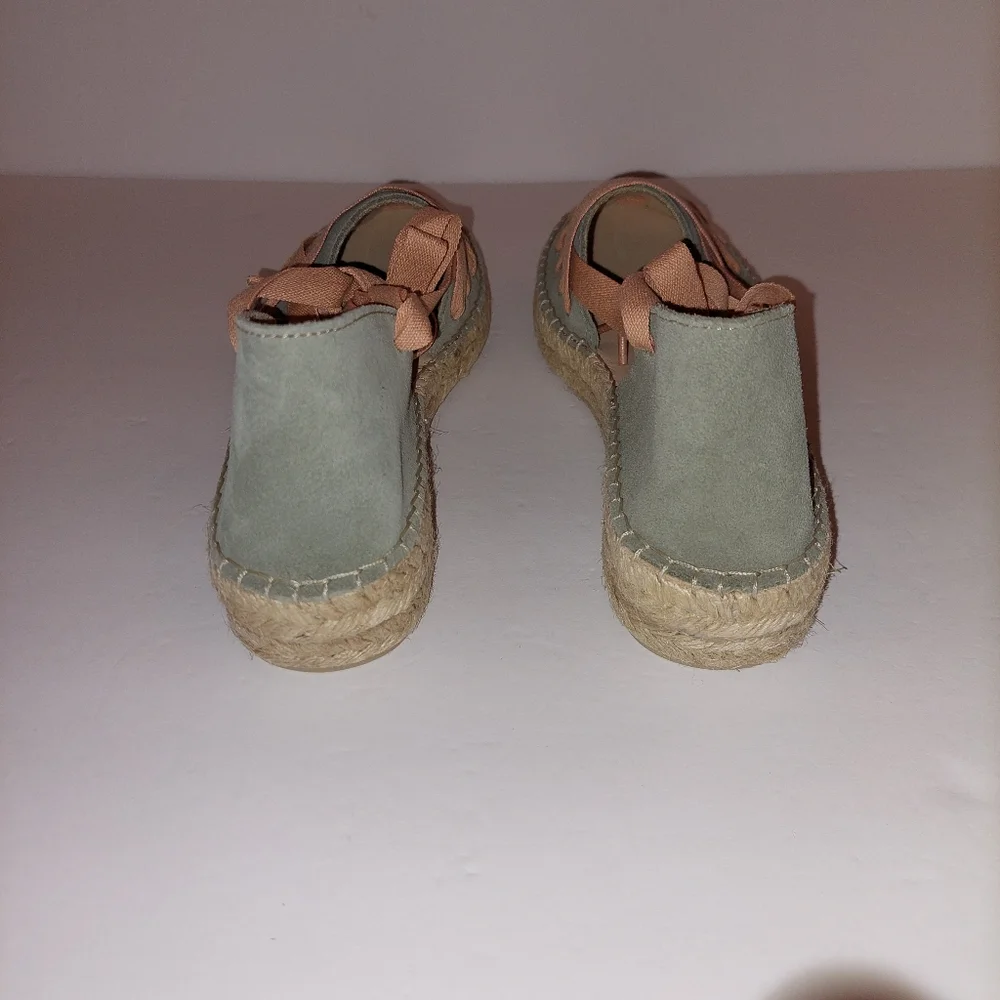 Free People Heat Wave Wrap Espadrille Green Salmon Womens Size 40/9-9.5